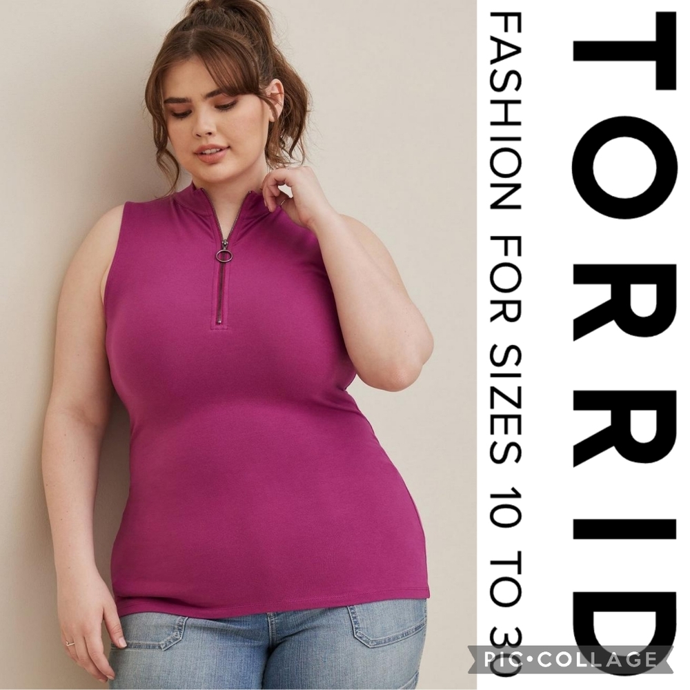 ❌️SOLD❌️ Torrid 6X Foxy Mock Neck Zip Up Tank — Purple